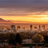 salt lake valley at sunset