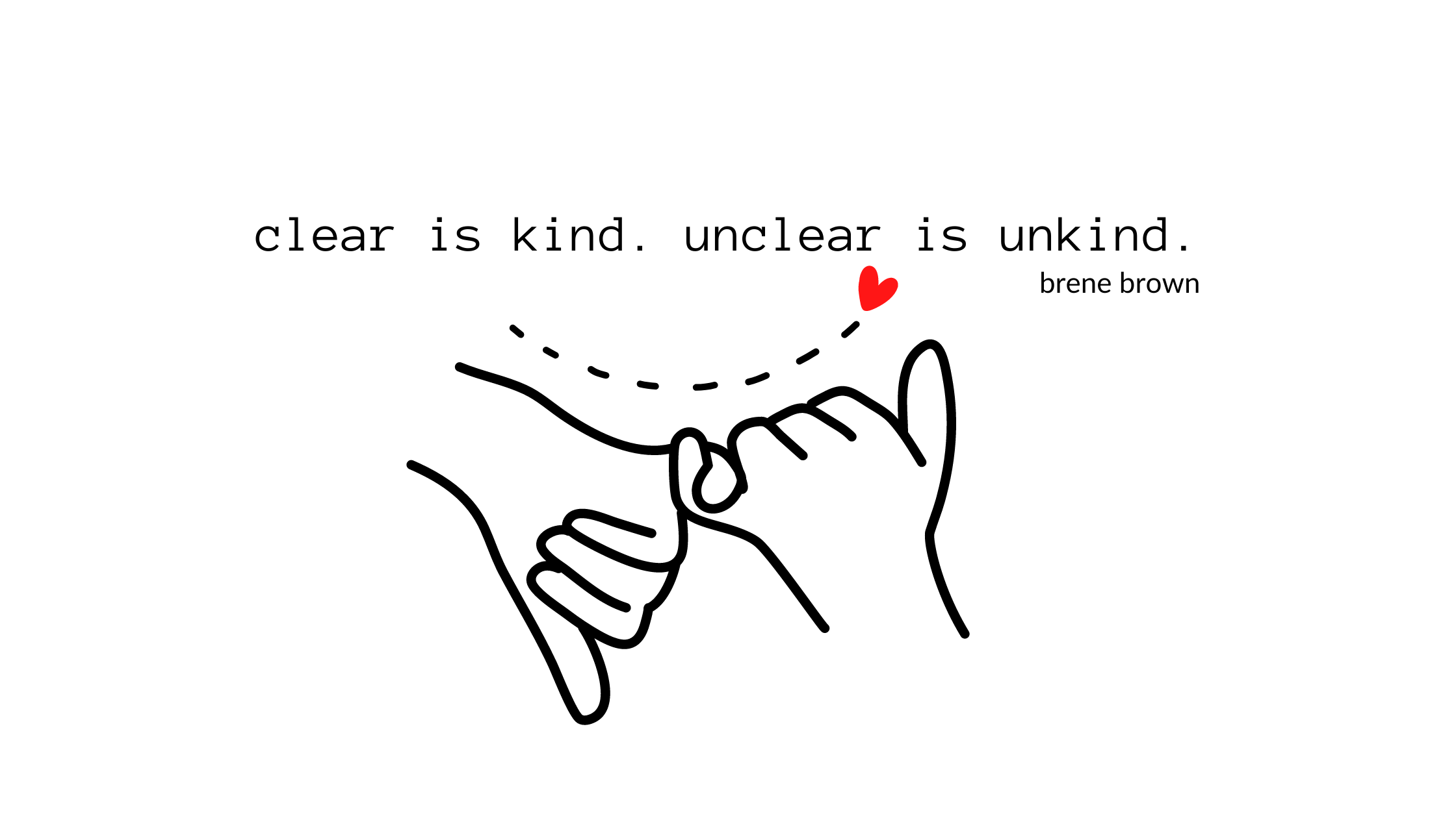 quote from Brene Brown "clear is kind, unclear is unkind"